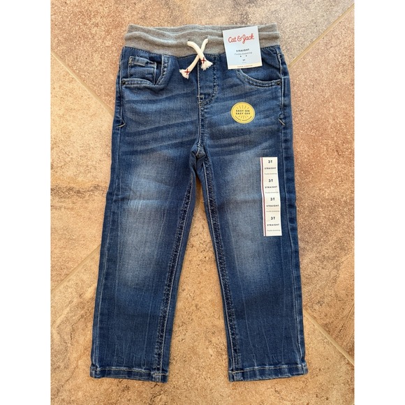 Cat & Jack Other - Cat & Jack Boys' Super Stretch Blue Jeans Straight Flexible Drawstring Size 3T